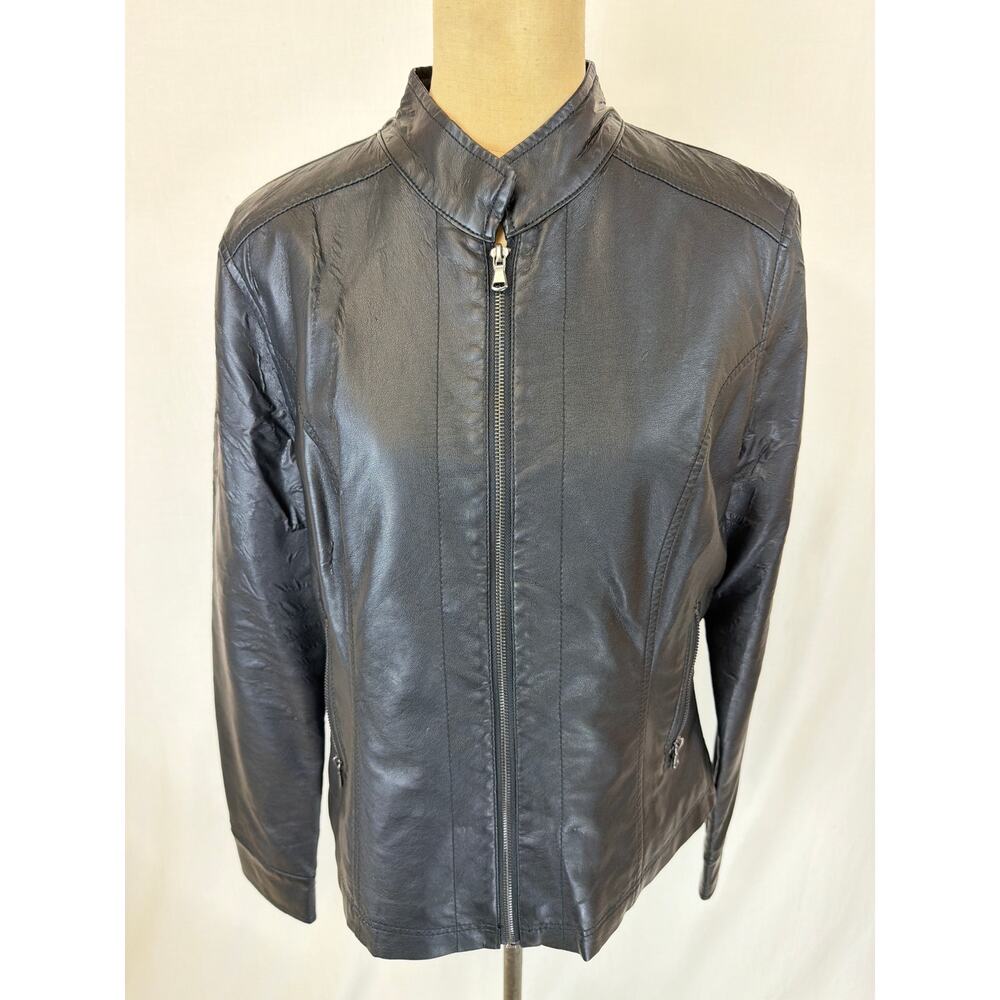 Black Rivet / Wilsons  Black Faux Leather Jacket Large #0551